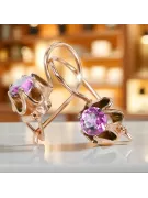 14K розово червено злато 14k 583 Amethyst Обеци vec013 Руски Съветски СССР Винтидж бижута Ар-деко style